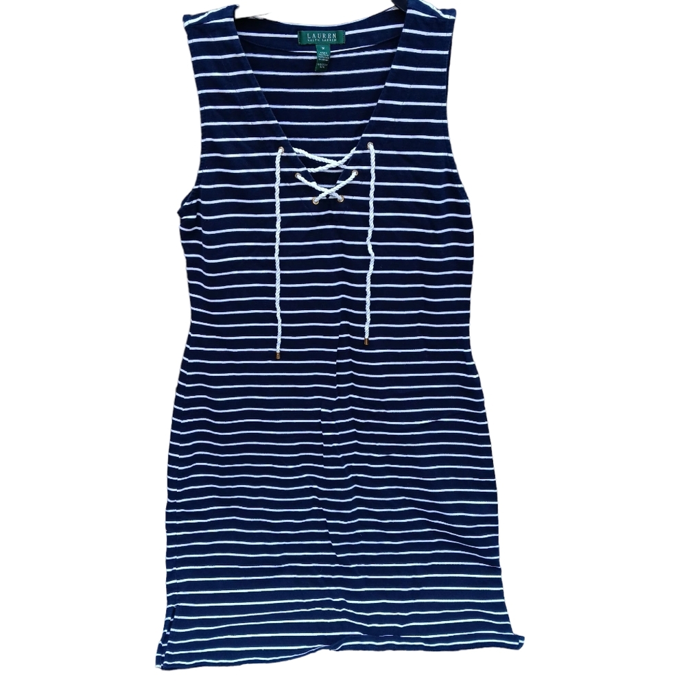 Lauren Ralph Lauren 100 % cotton nautical sleeveless dress sz M